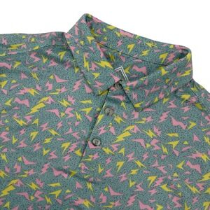 Burlebo Men's Aqua Lightning‎ Bolt Print Golf Polo Shirt Size Medium